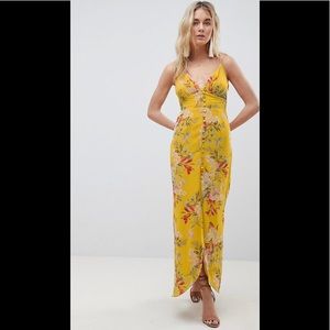 Hope & Ivy mustard floral button down maxi dress 6